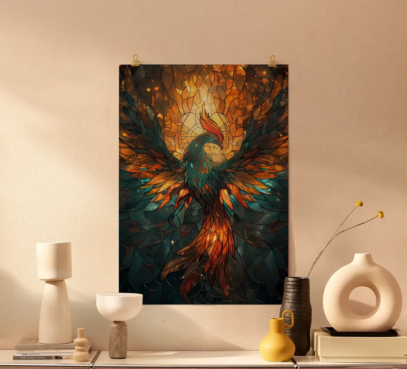 Kintsugi Phoenix Bird poster da Ginnery
