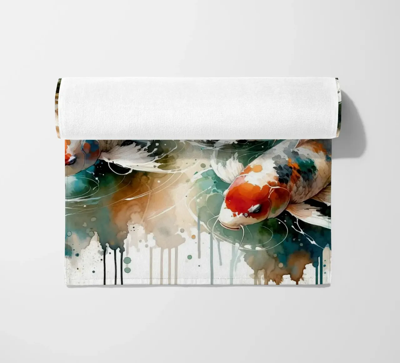 Pesci Koi in acquerello telo mare da Chromatic Fusion Studio