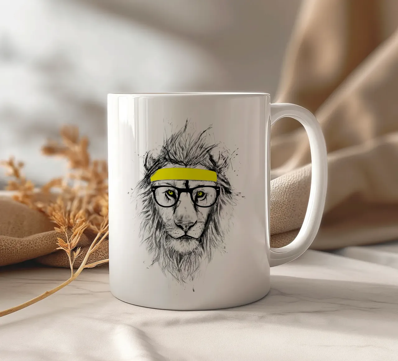 Hipster Lion tazza in ceramica da Balazs Solti
