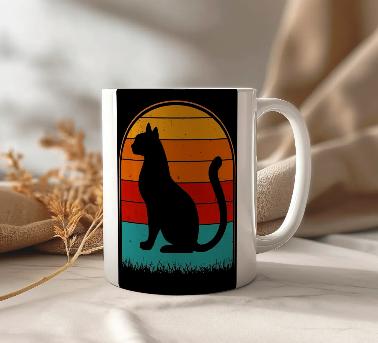 Ritratto di gatto nero tazza in ceramica da Mikesell