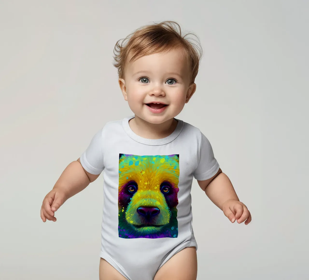 Panda colorato body neonato maniche corte da Delaplane