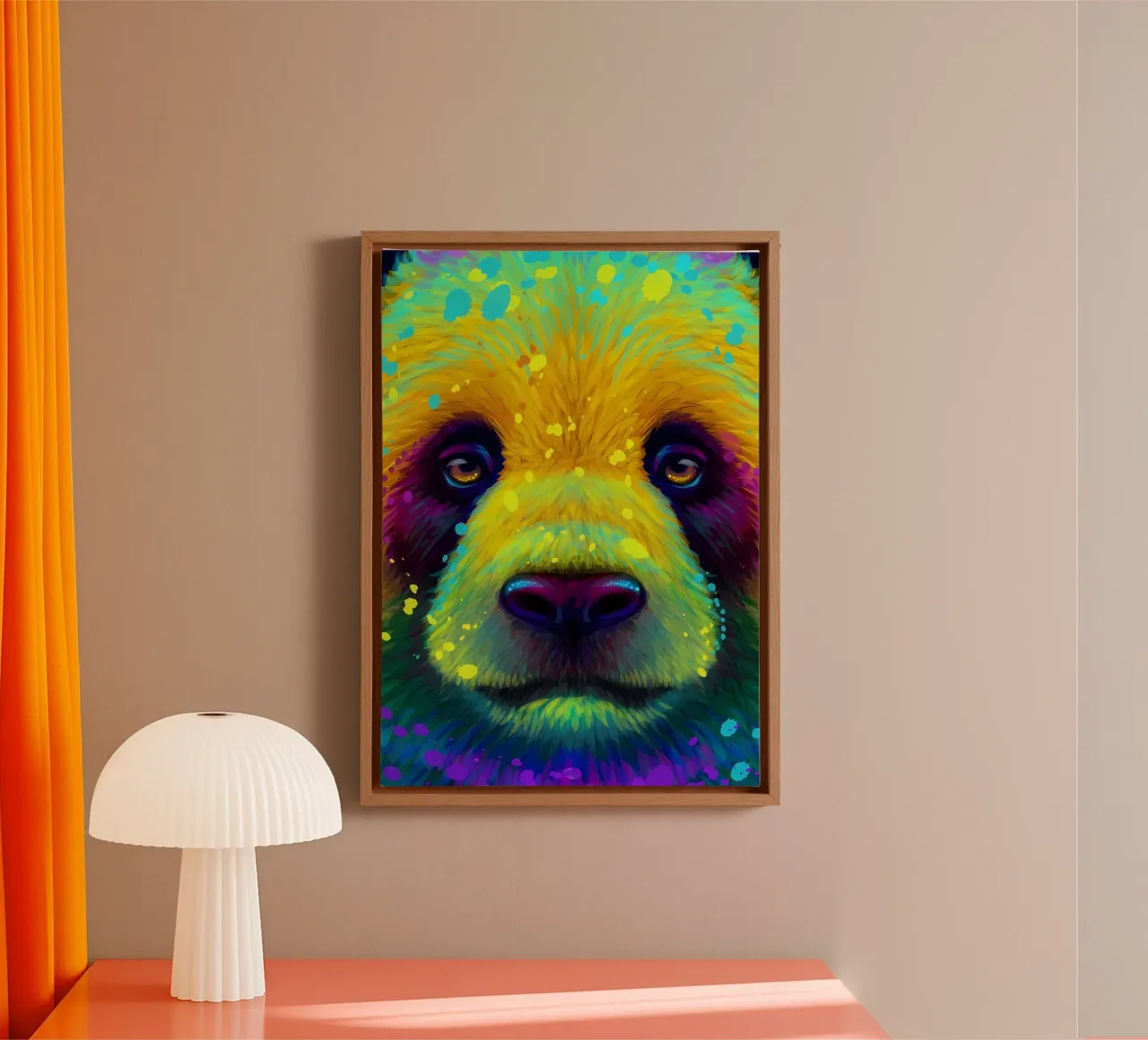 Panda colorato tela con Cornice a cassetta da Delaplane