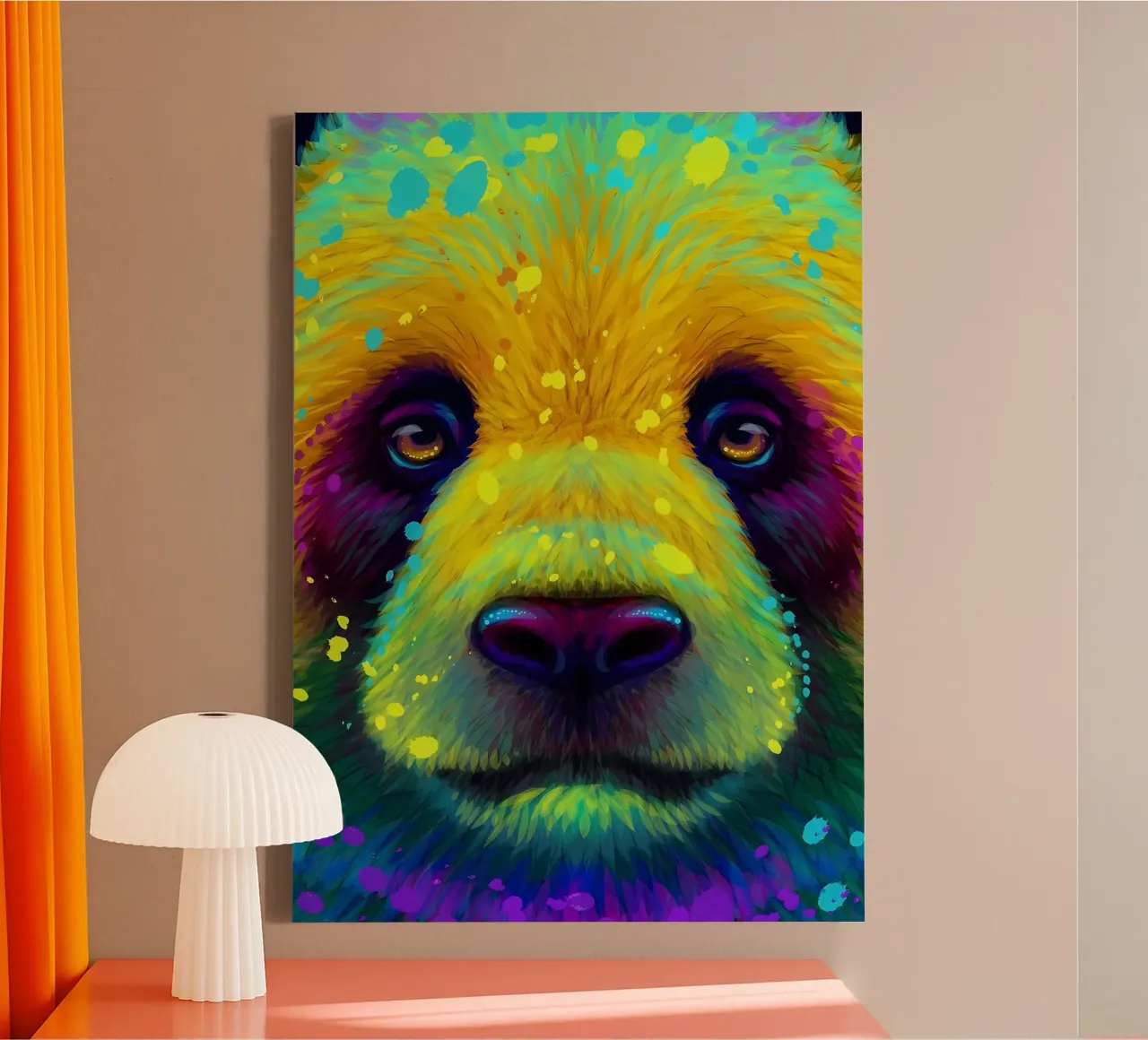 Panda colorato tela con Cornice a cassetta da Delaplane