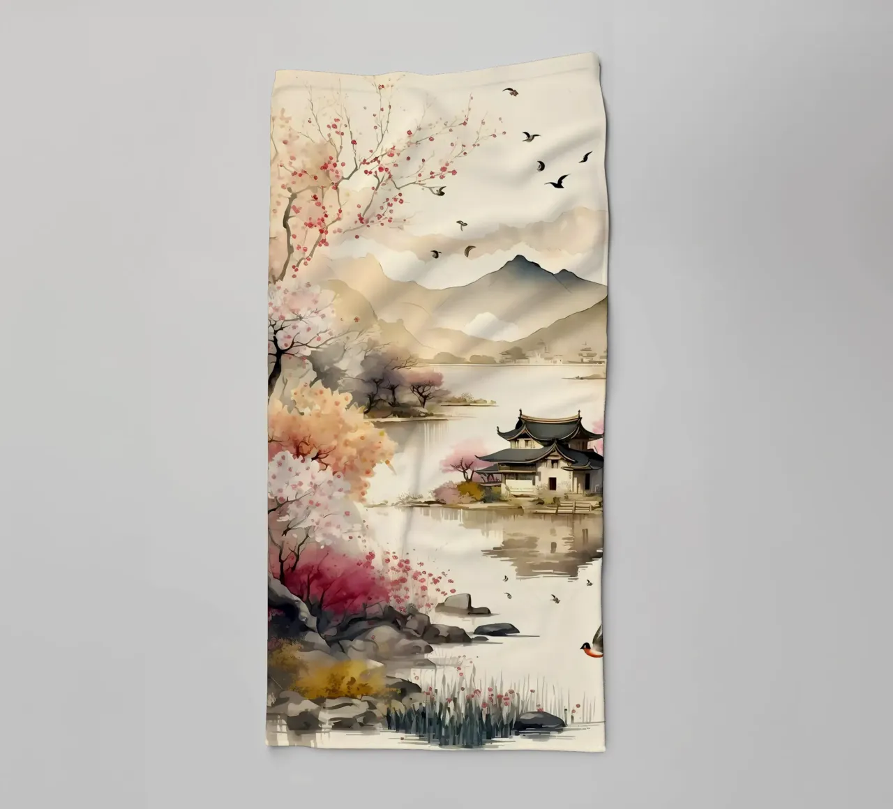 Paesaggio asiatico vintage asciugamano da bagno da Ginnery
