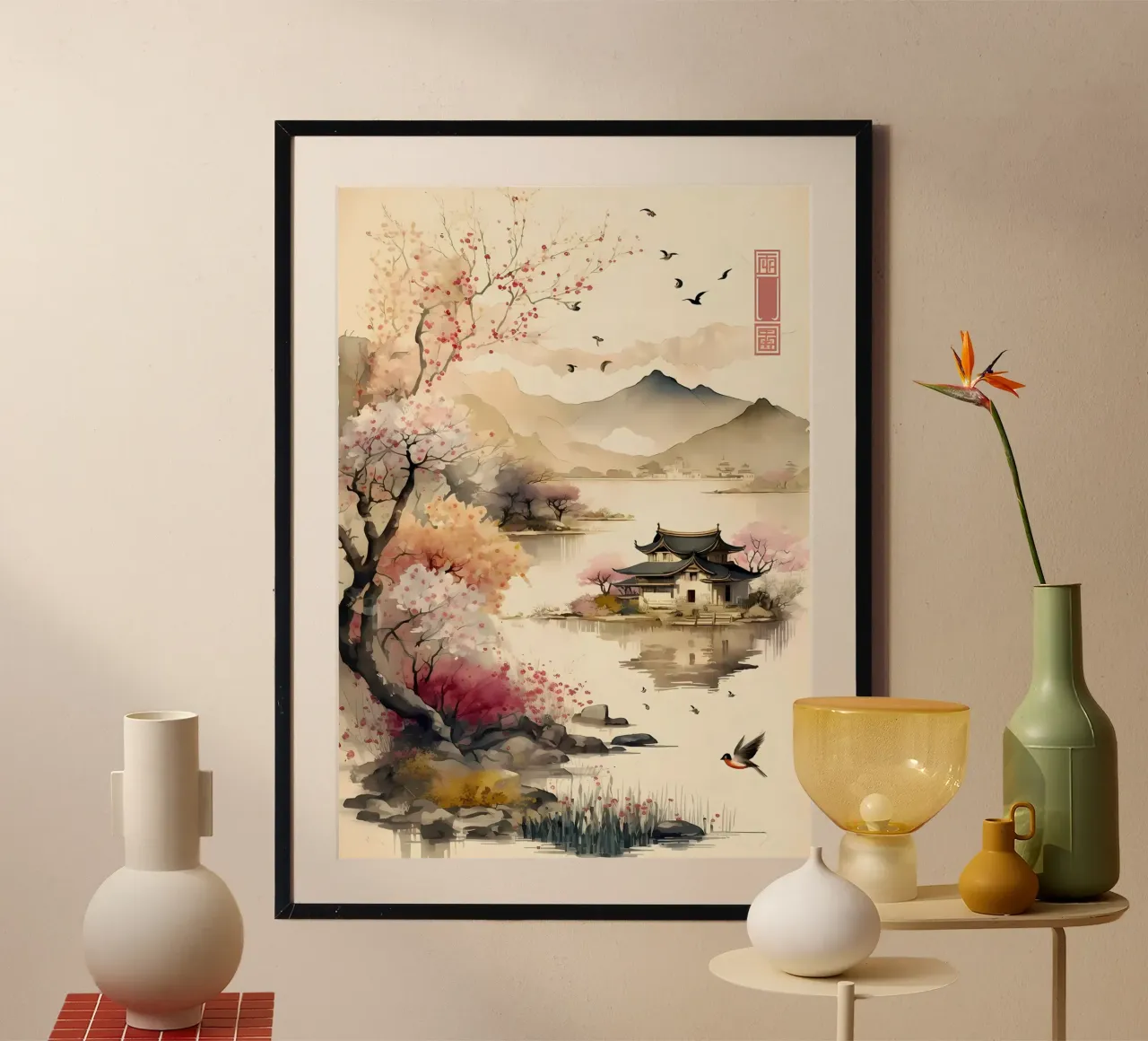 Paesaggio asiatico vintage poster da Ginnery