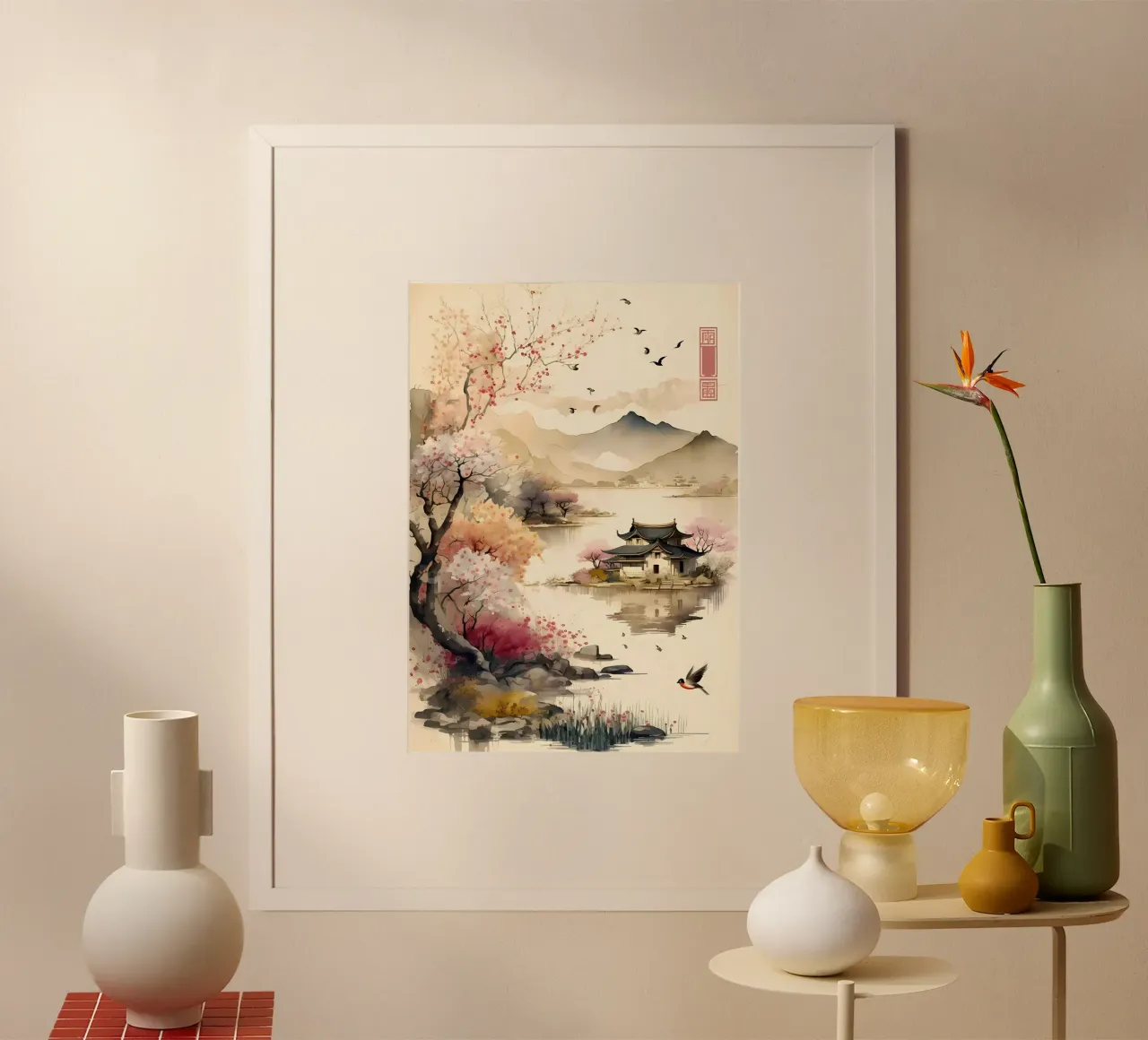 Paesaggio asiatico vintage poster da Ginnery
