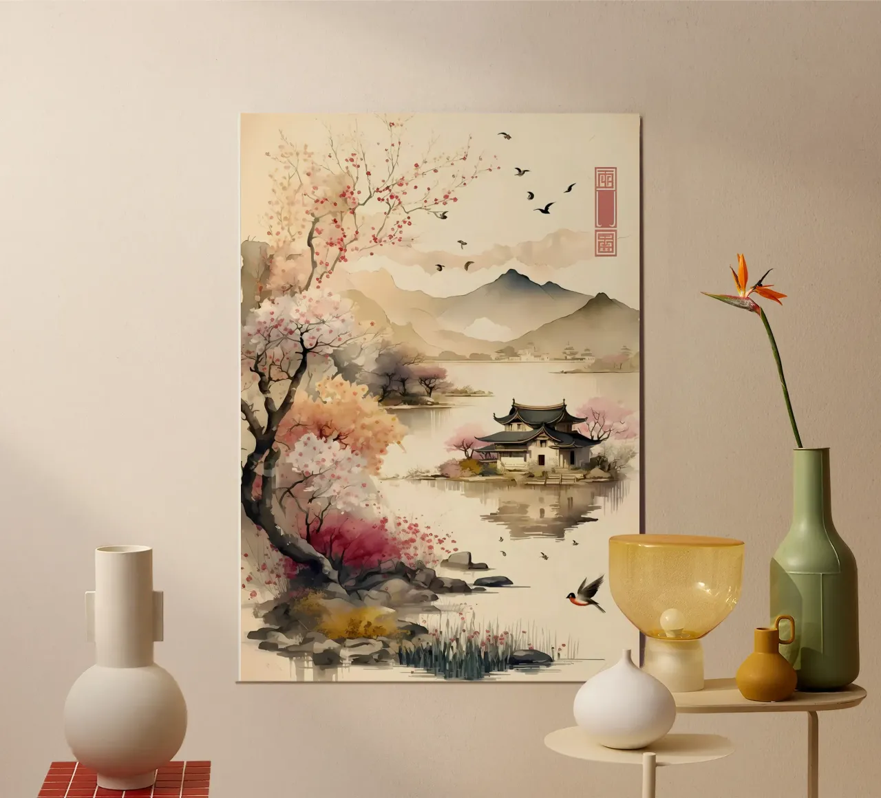 Paesaggio asiatico vintage poster da Ginnery