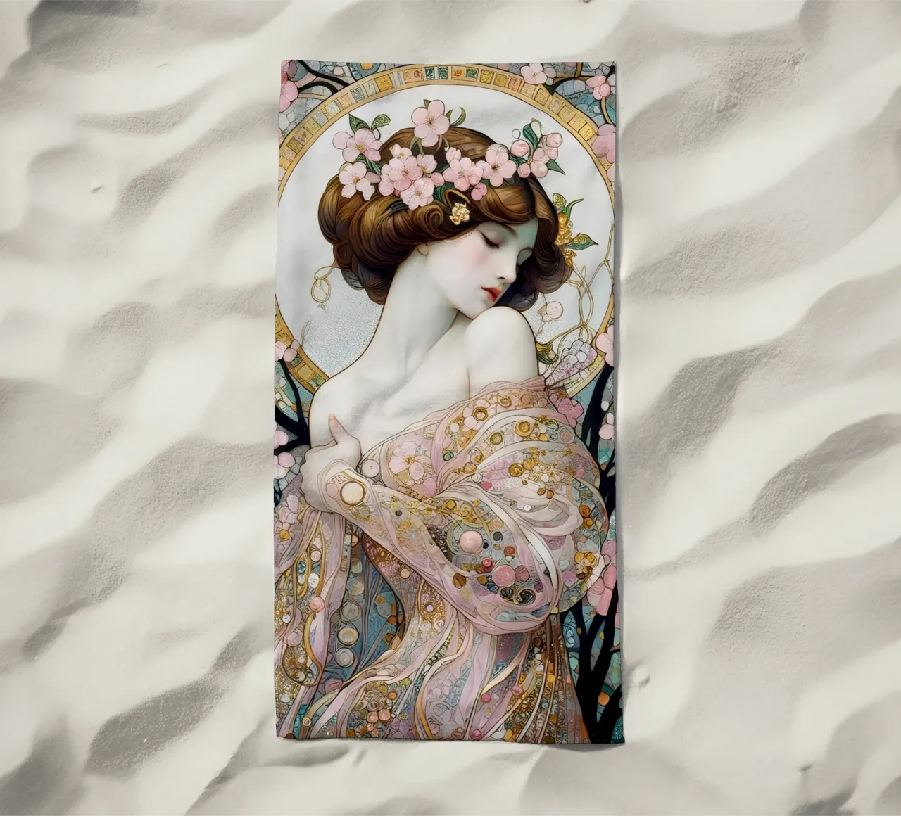 Sogno di primavera telo mare da Art-Nouveau-Dsg