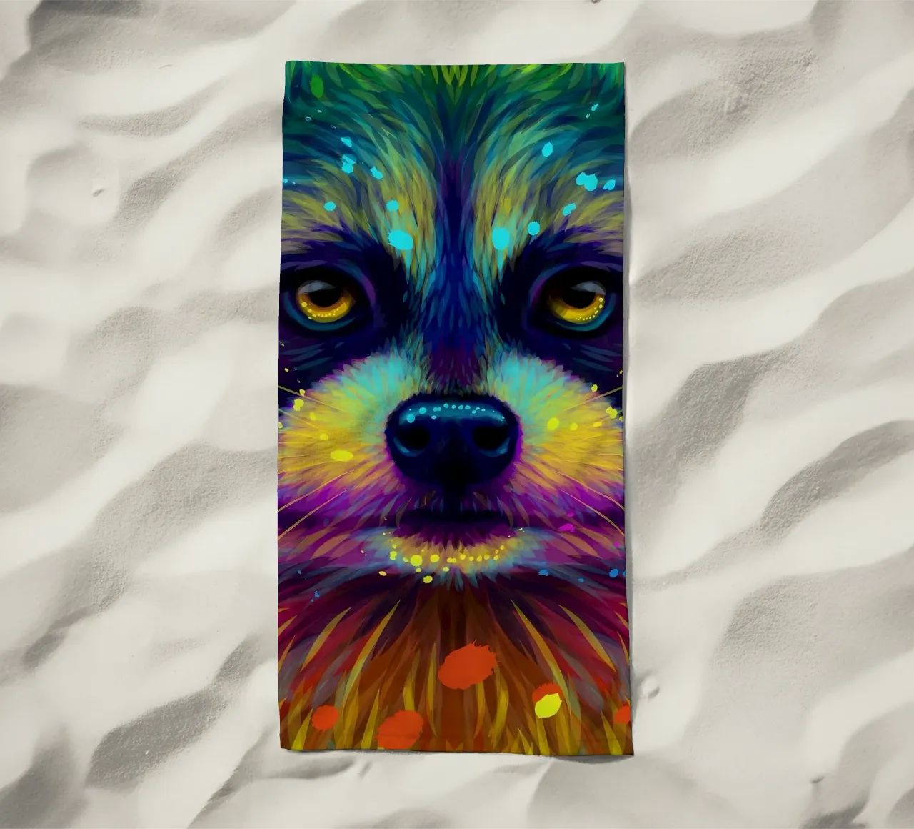 Procione colorato telo mare da Delaplane