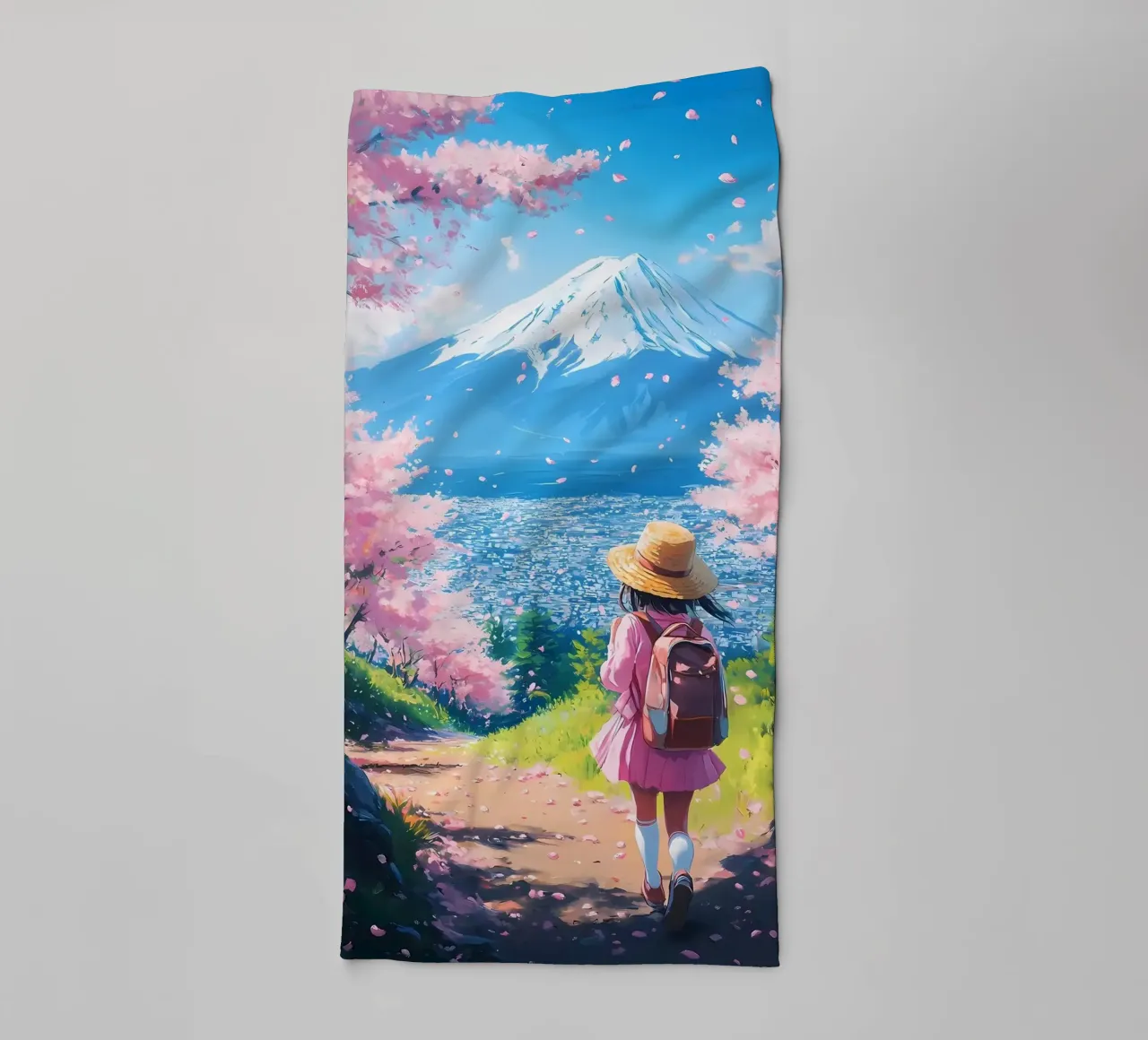 Vista sul Fuji dei ciliegi in fiore asciugamano da bagno da Ginnery