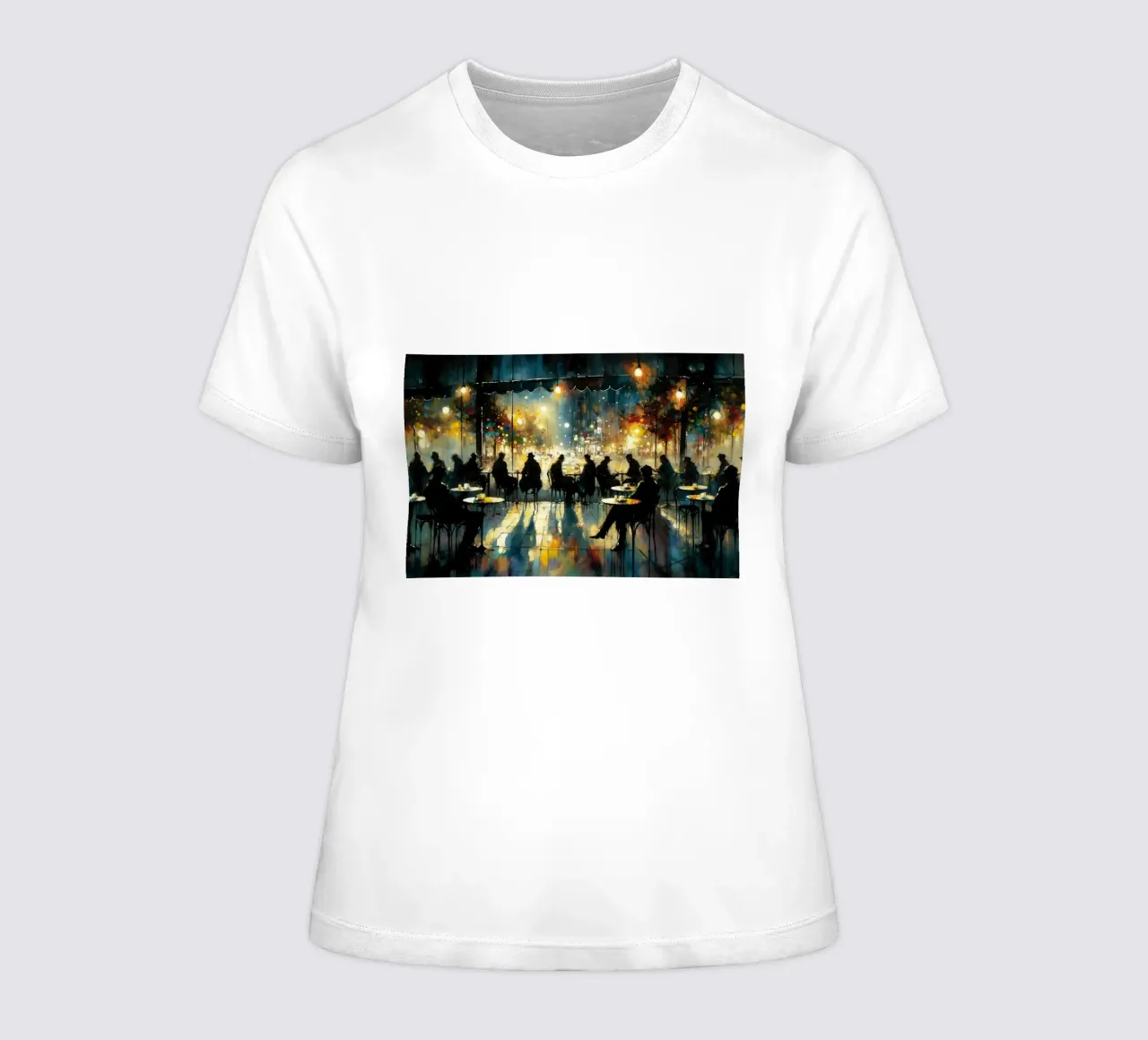 Sussurri di luce in una notte d'acquerello t-shirt da donna da Chromatic Fusion Studio