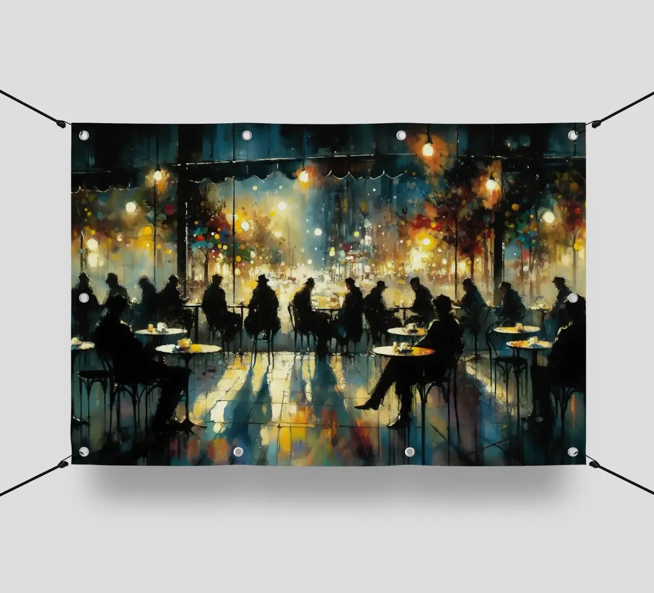 Sussurri di luce in una notte d'acquerello telo in pvc da Chromatic Fusion Studio