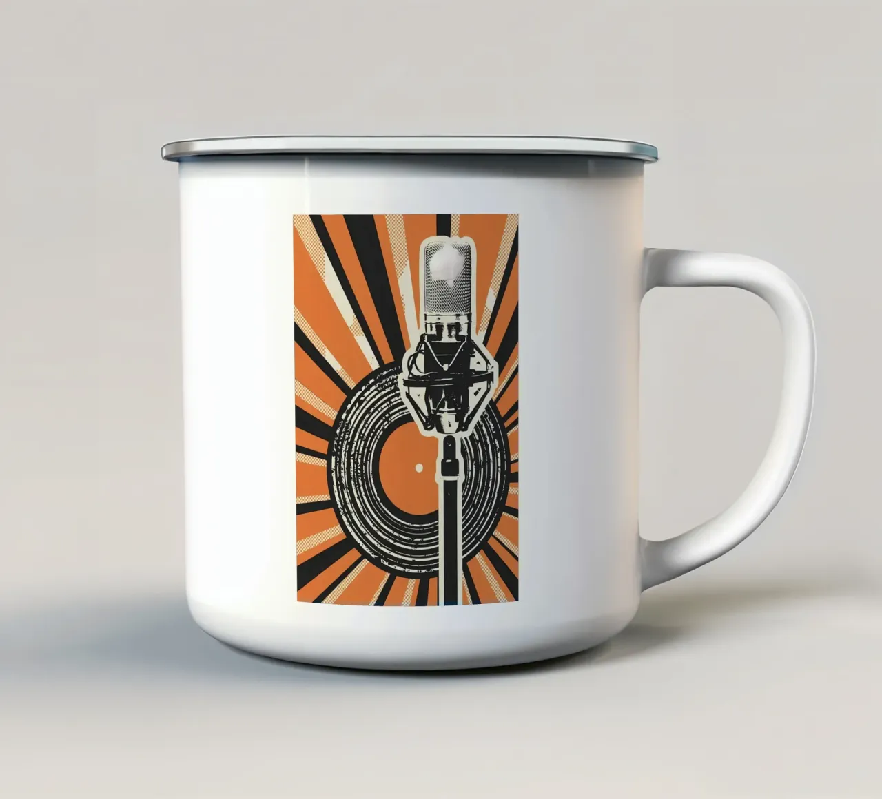 Lecture d'un disque vinyle mug en émail de Mikesell