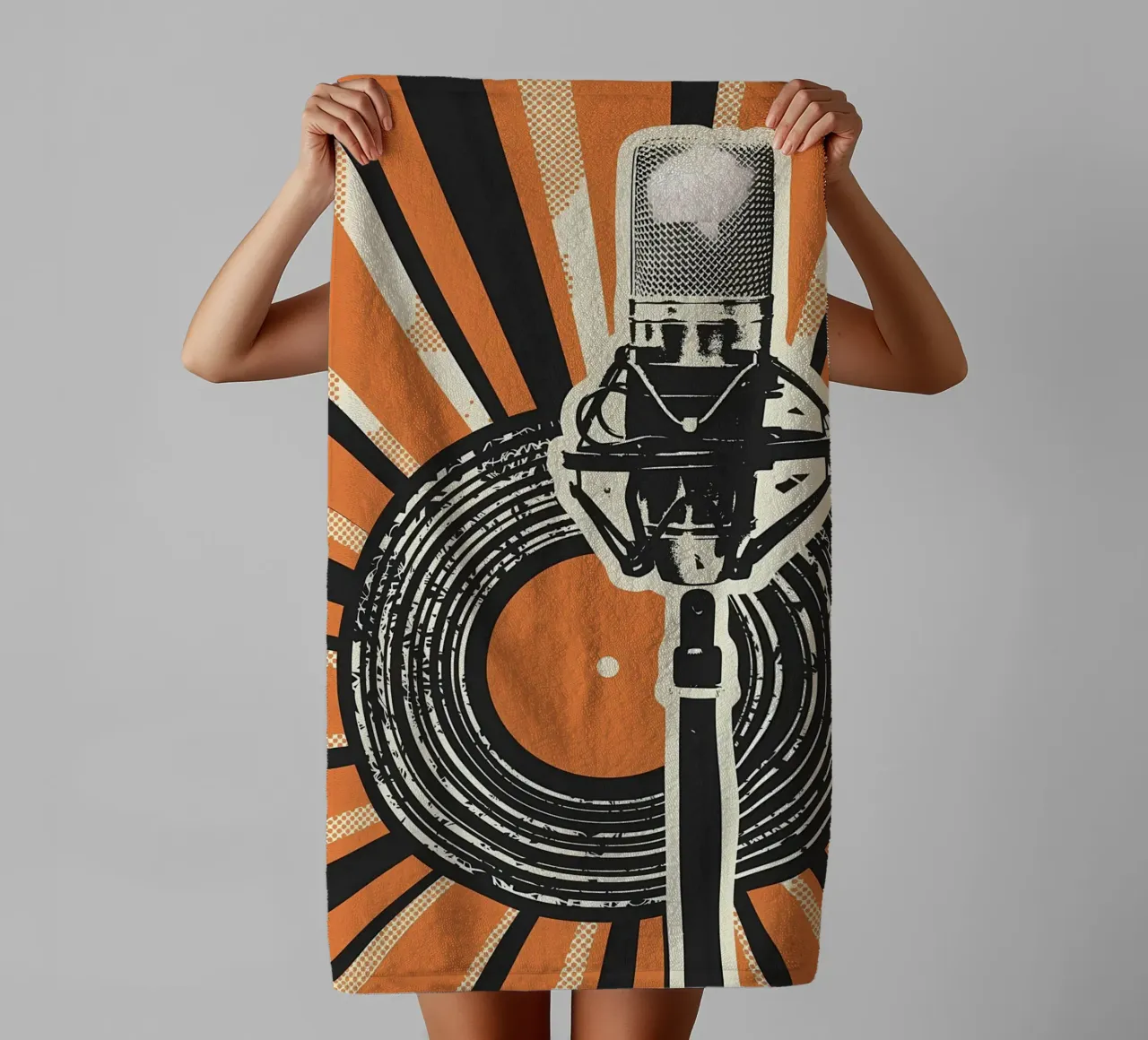 Lecture d'un disque vinyle serviette de bain de Mikesell