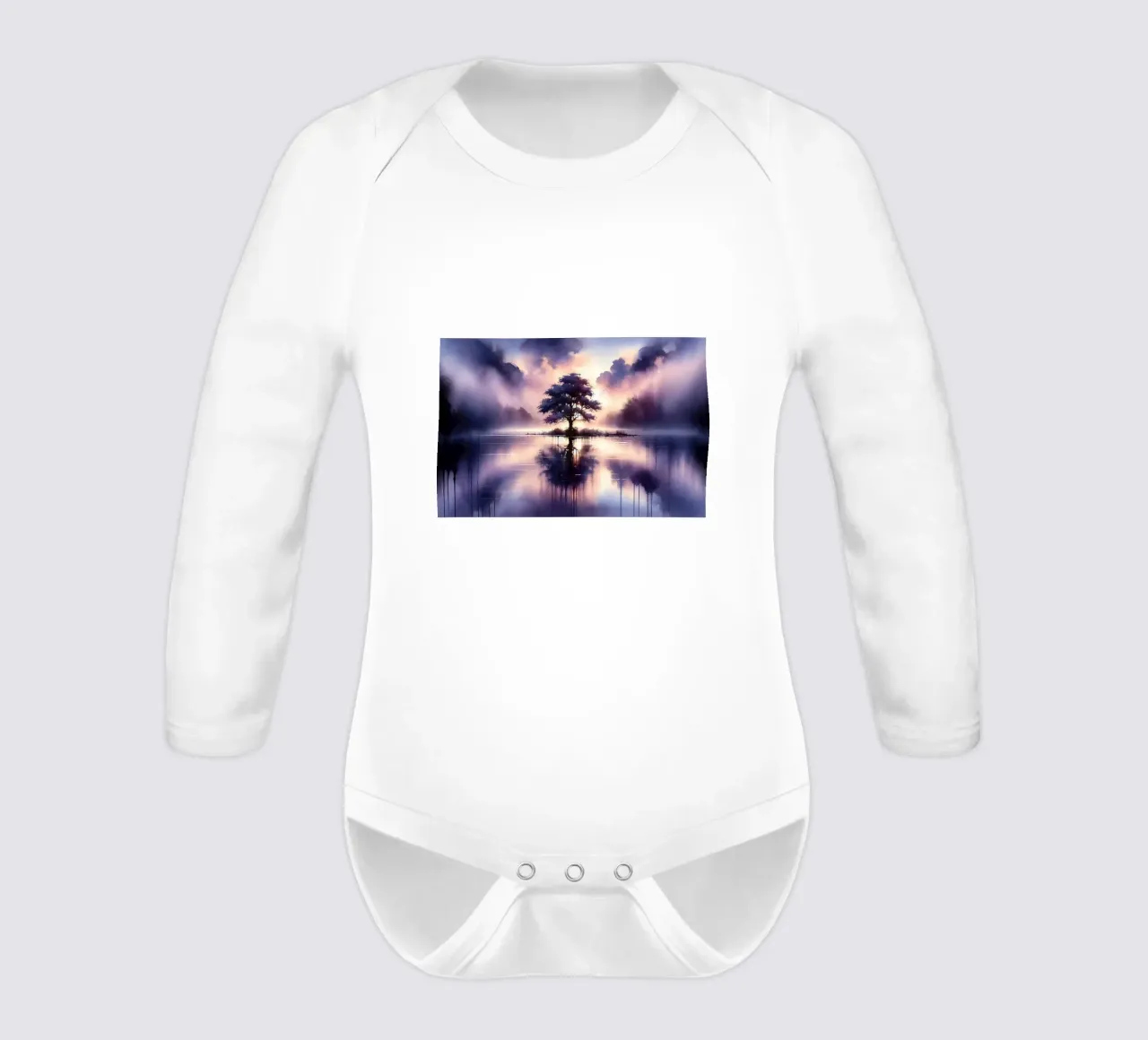 Murmures de l'aube sur un lac brumeux Solitude body manches longues de Chromatic Fusion Studio