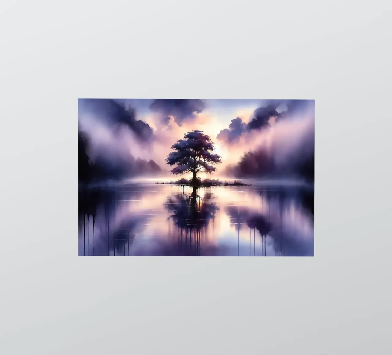 Whispers of Dawn on a Misty Lake Solitude sticker by Chromatic Fusion Studio