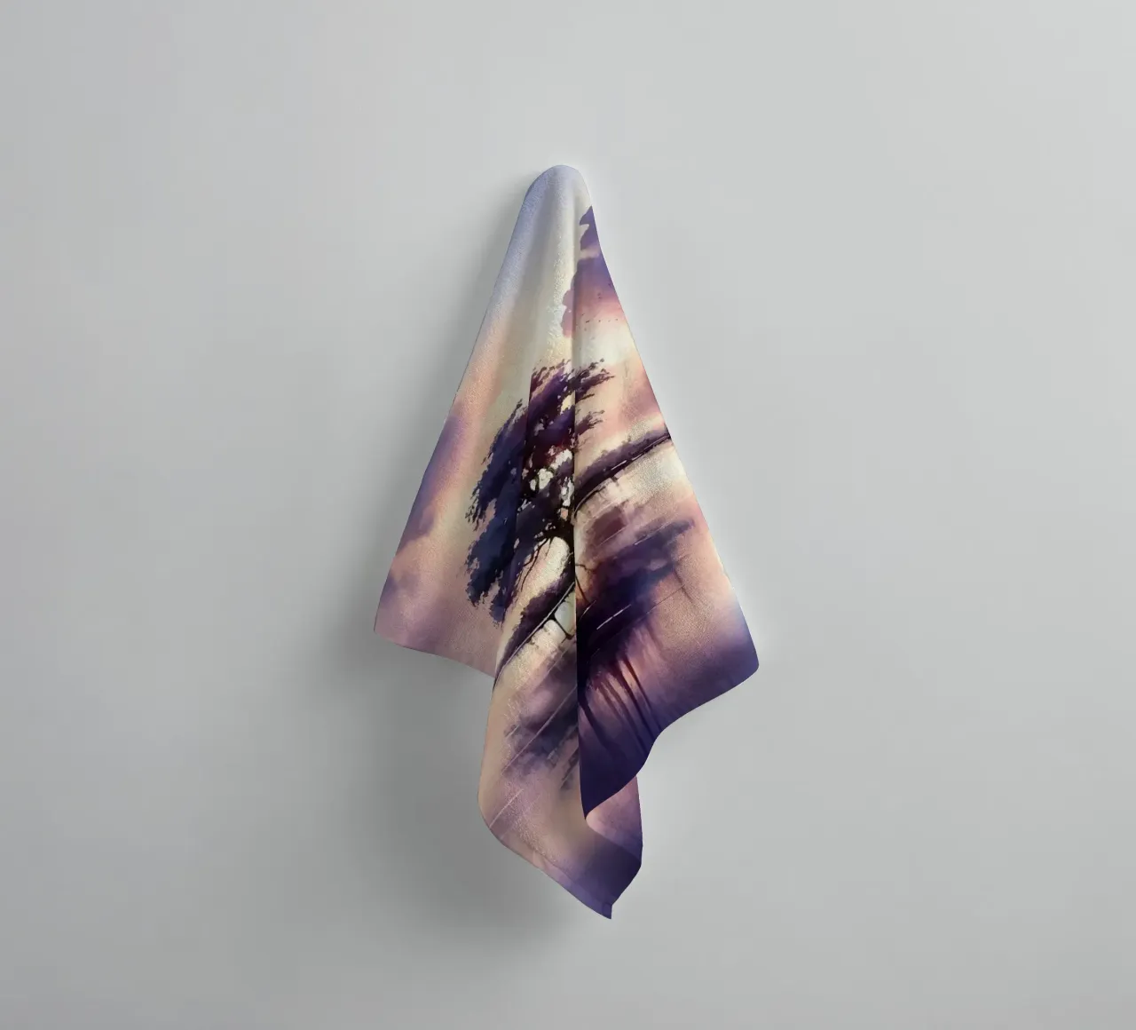 Whispers of Dawn on a Misty Lake Solitude towel by Chromatic Fusion Studio