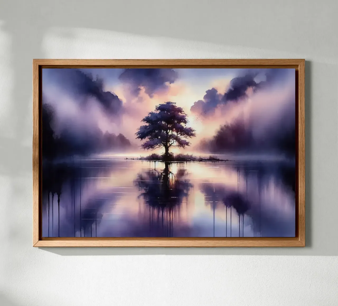 Whispers of Dawn on a Misty Lake Solitude canvas by Chromatic Fusion Studio