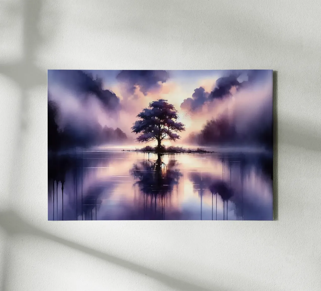 Whispers of Dawn on a Misty Lake Solitude canvas by Chromatic Fusion Studio