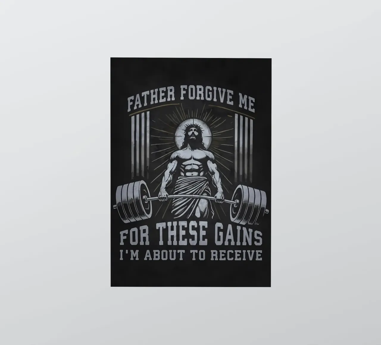 Vader Vergeef deze verworvenheden, Jezus Workout sticker van Delaplane