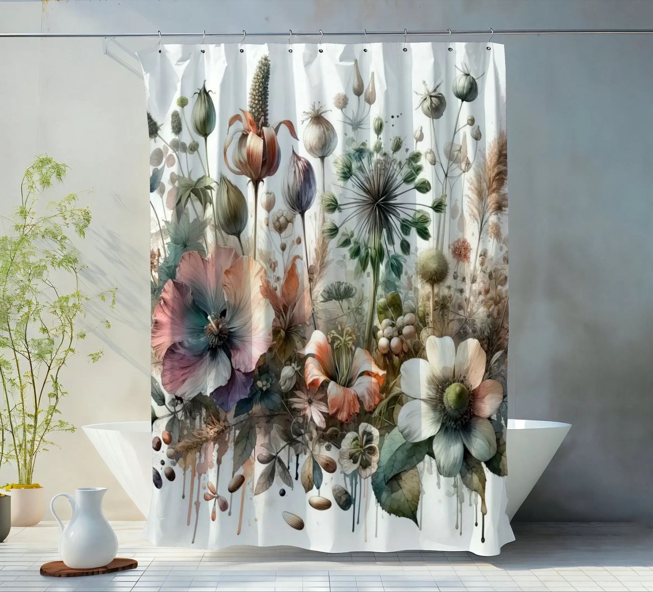 Symphonie der botanischen Wunder Duschvorhang von Chromatic Fusion Studio