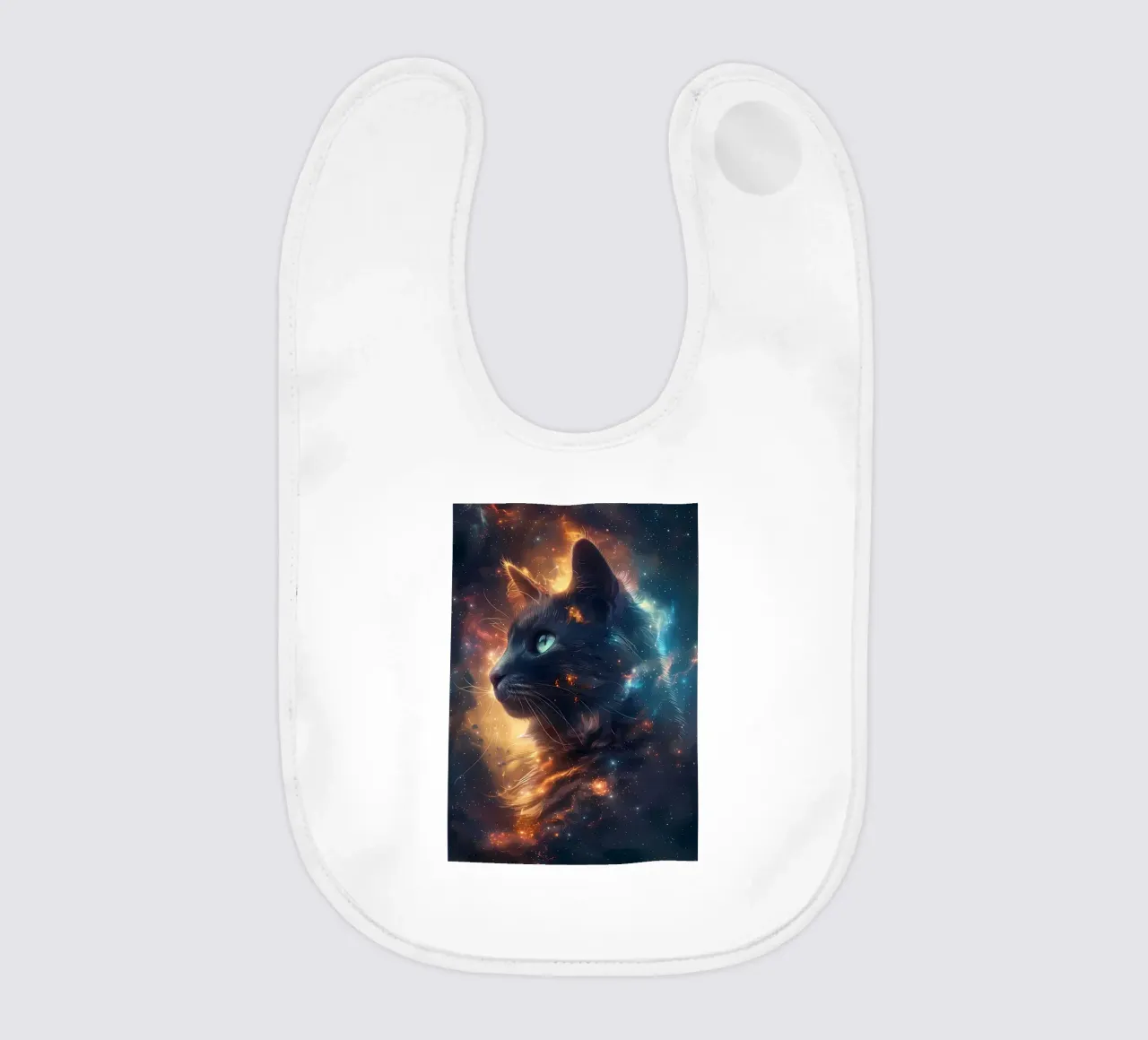 Space Cat Galaxy baby bib by Ginnery
