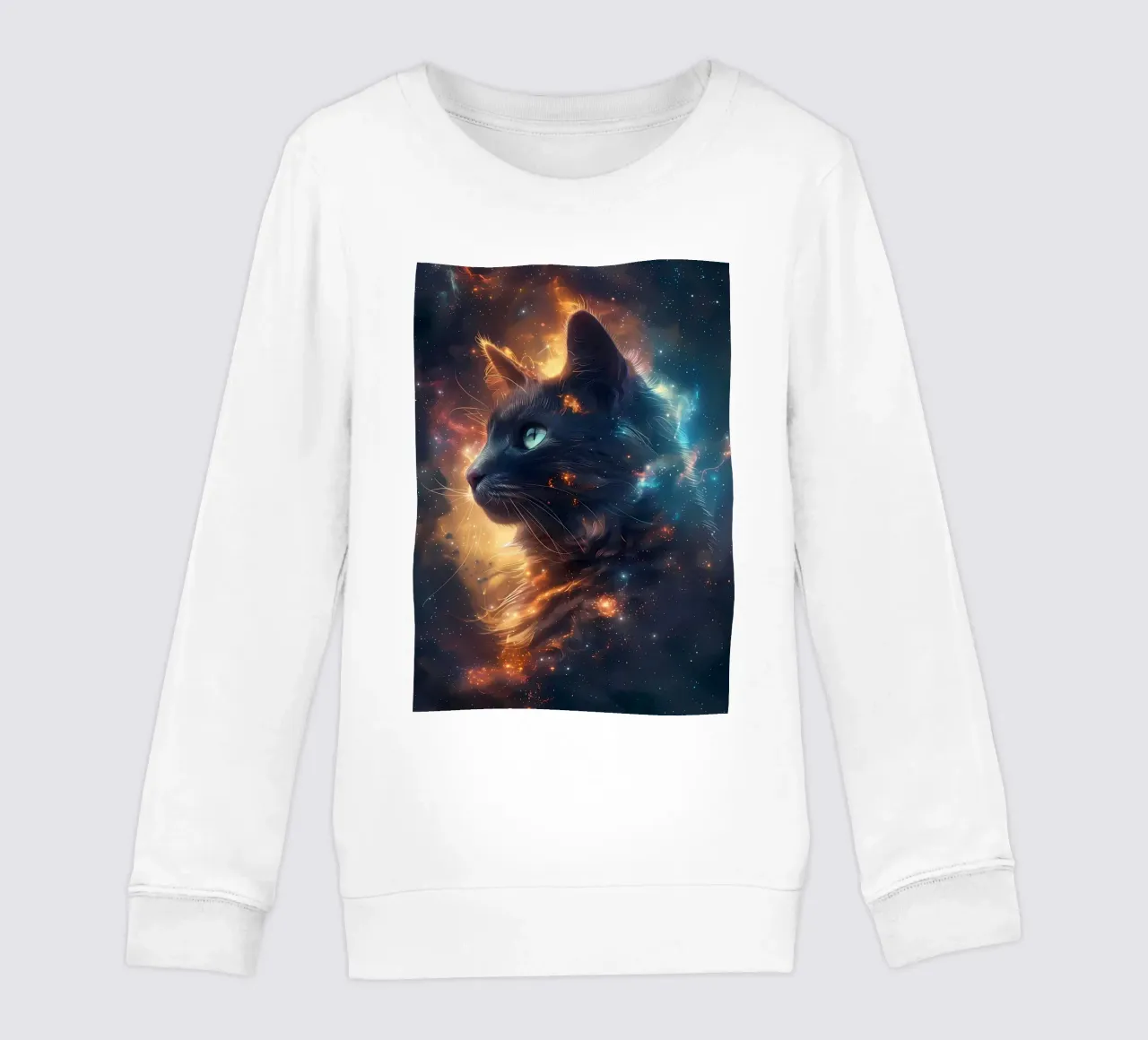 Space Cat Galaxy kids sweatshirt by Ginnery