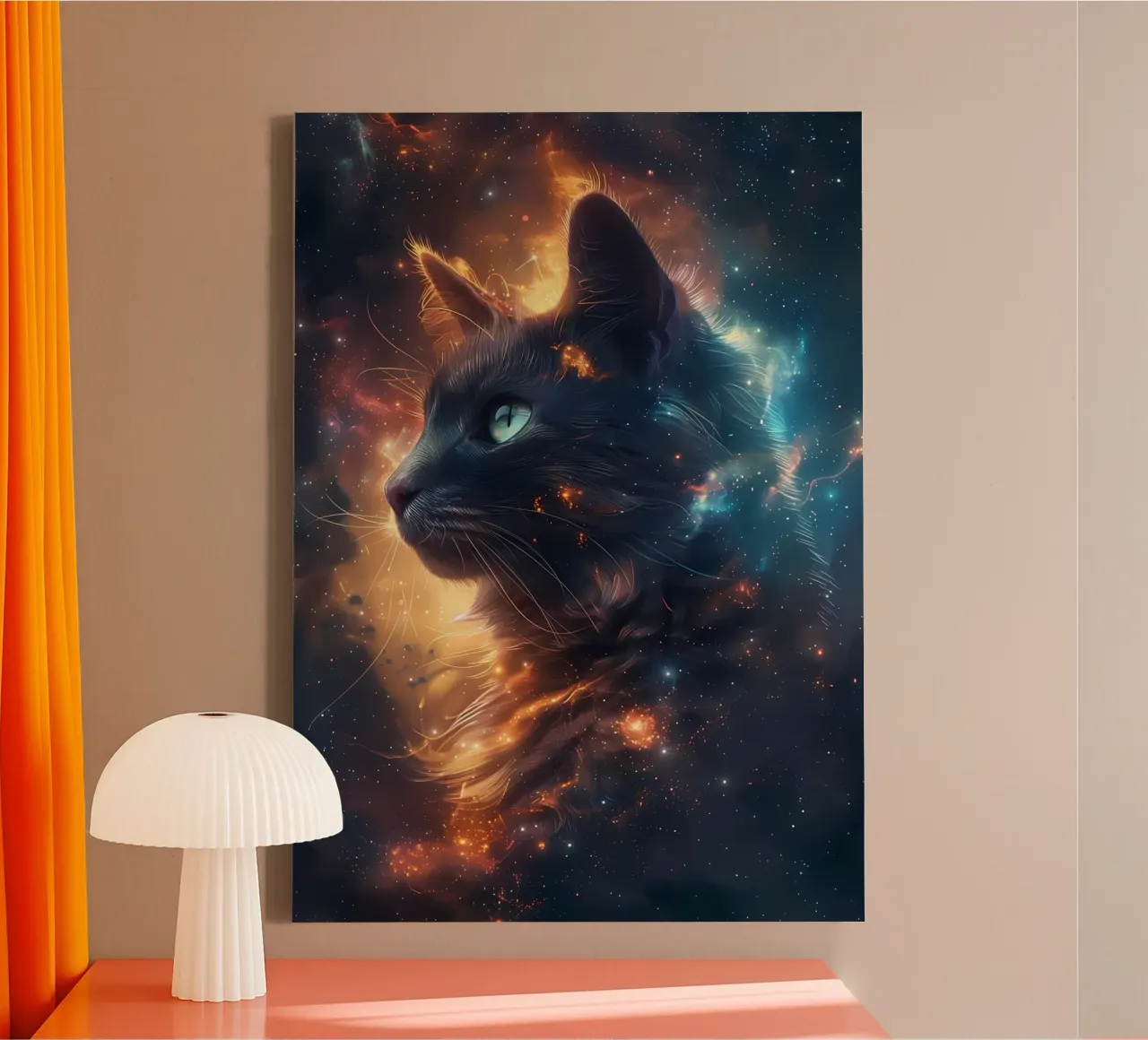 Space Cat Galaxy canvas by Ginnery