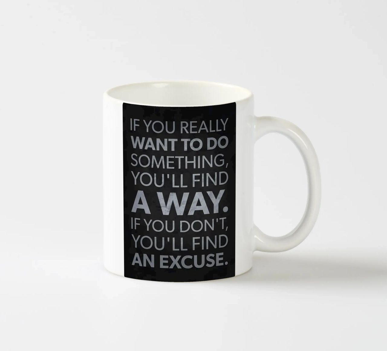 Scuse vs. Trova un modo tazza in ceramica da Bassy