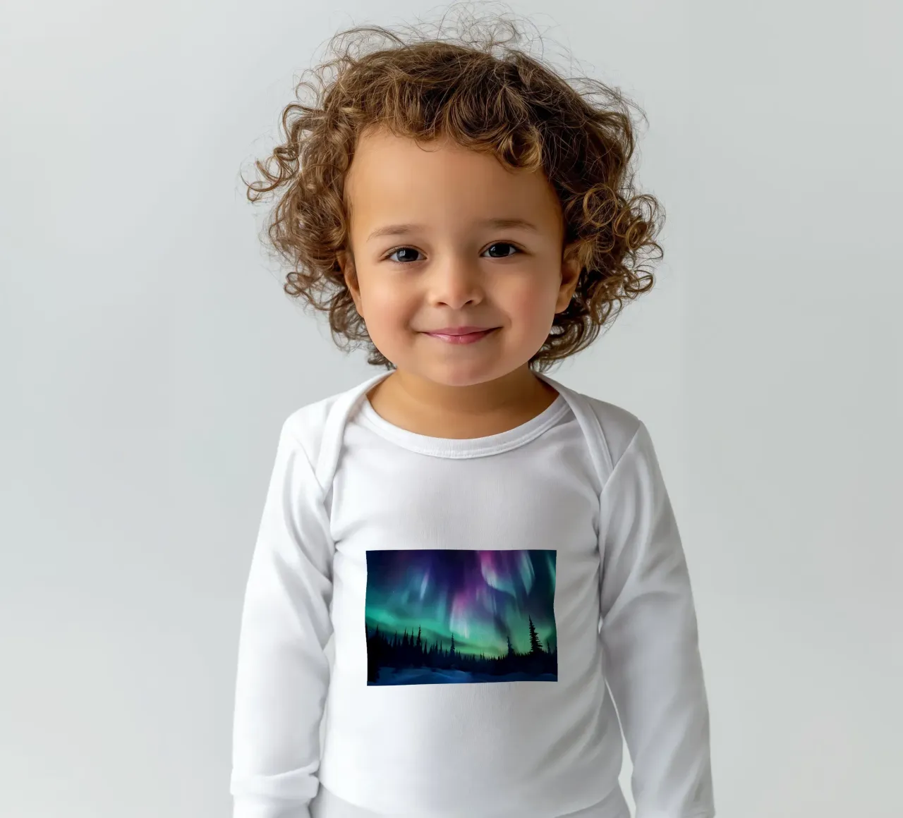 L'Aurora Boreale colorata body neonato maniche lunghe da Ginnery