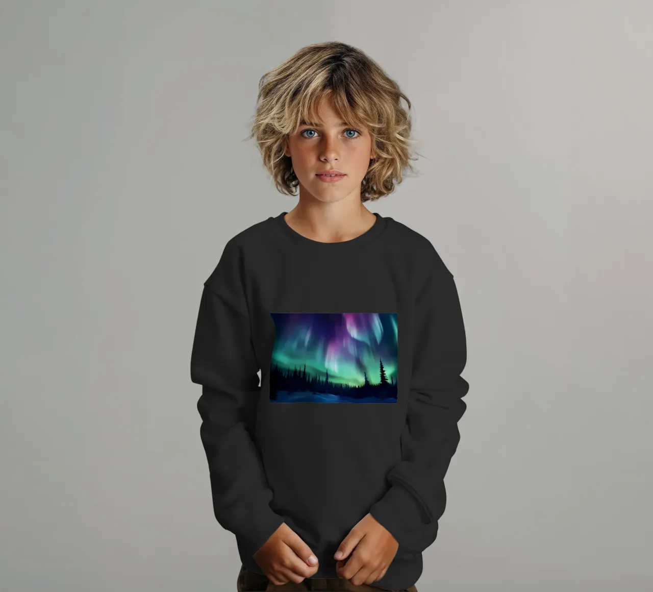 L'Aurora Boreale colorata felpa bambino da Ginnery