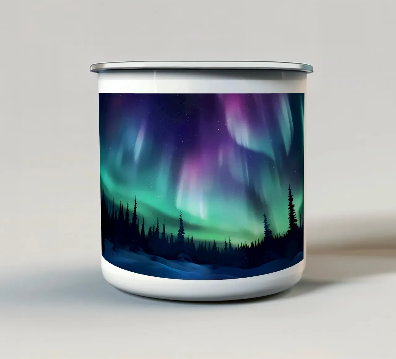 L'Aurora Boreale colorata tazza in smalto da Ginnery