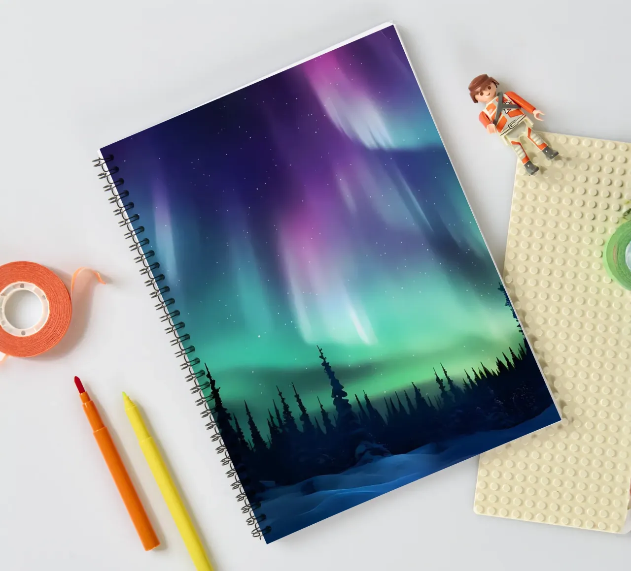 Colourful Aurora Borealis spiral notebook by Ginnery