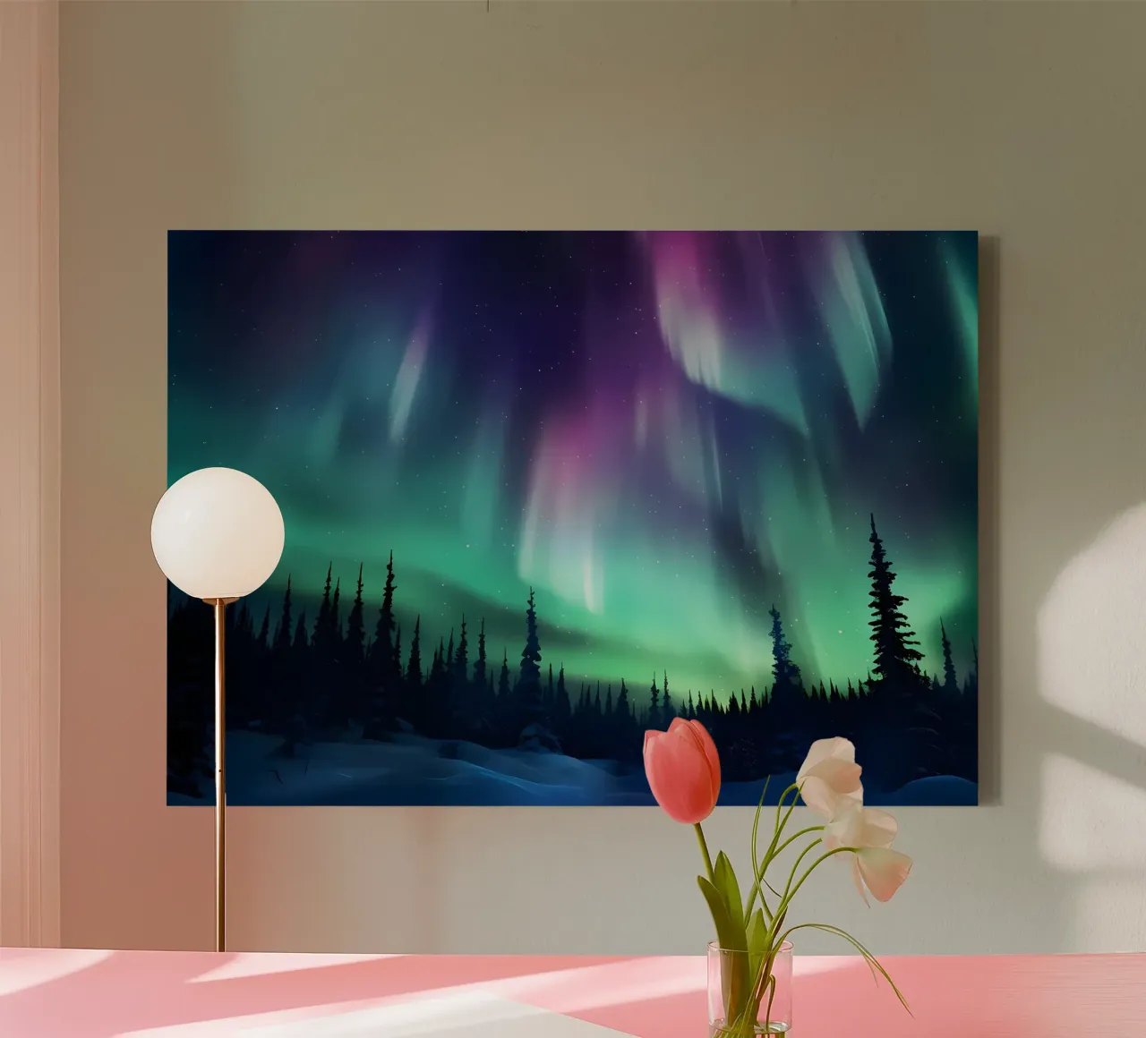 L'Aurora Boreale colorata tela da Ginnery