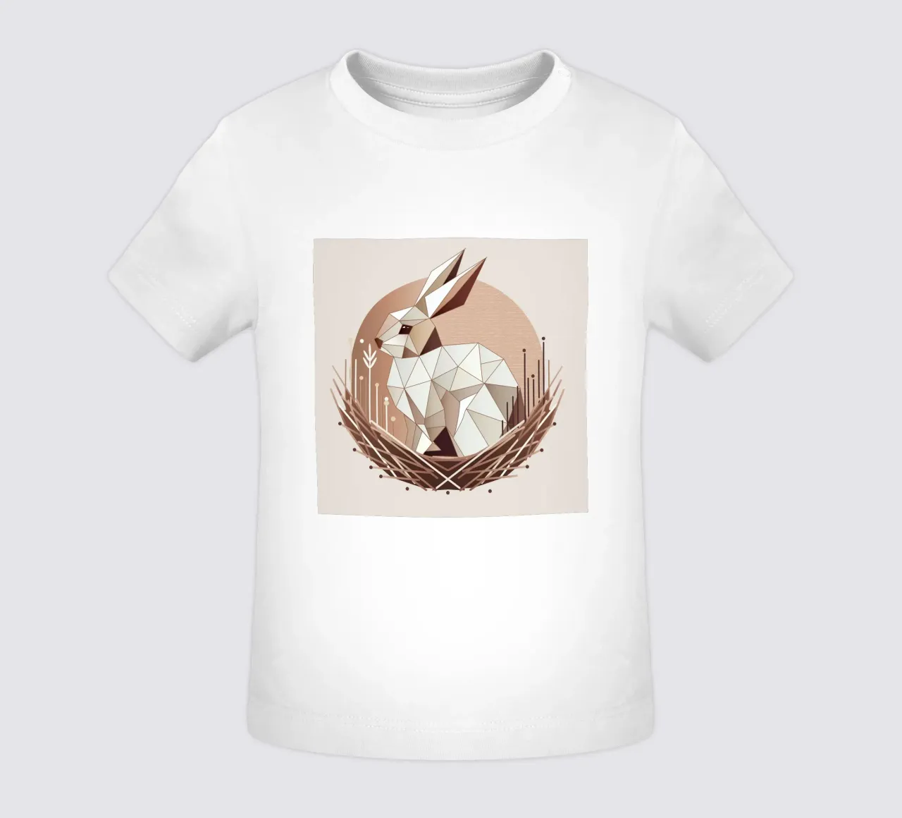 Geometric bunny in a nest - Stylish Easter design baby t-shirt by namosh