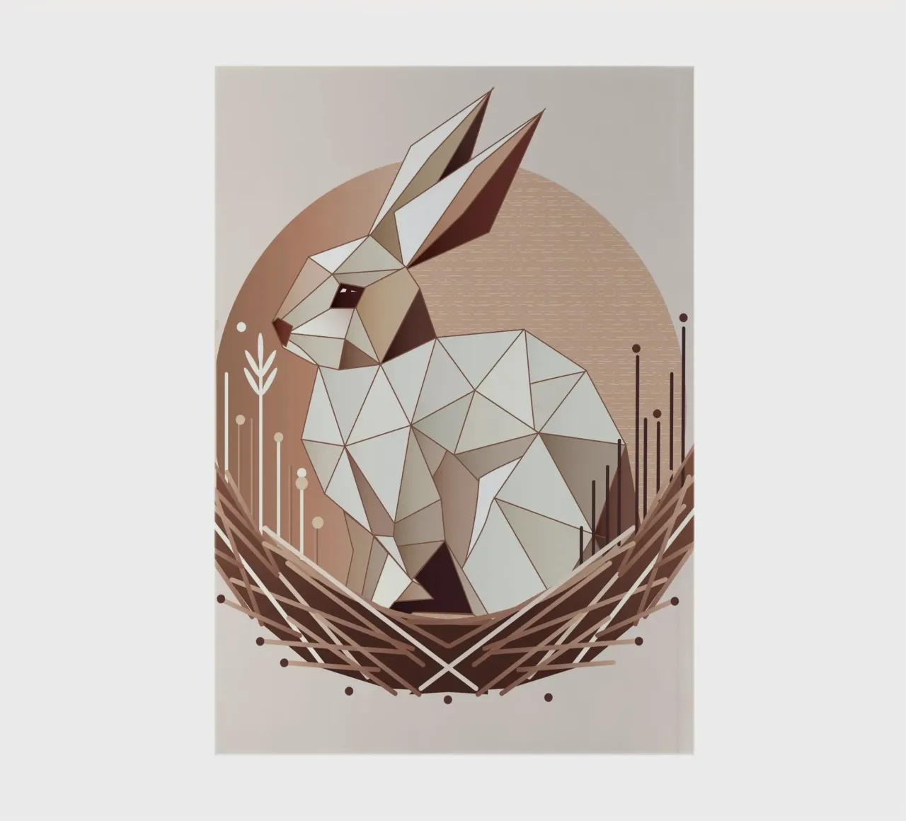 Geometric bunny in a nest - Stylish Easter design notebook by namosh