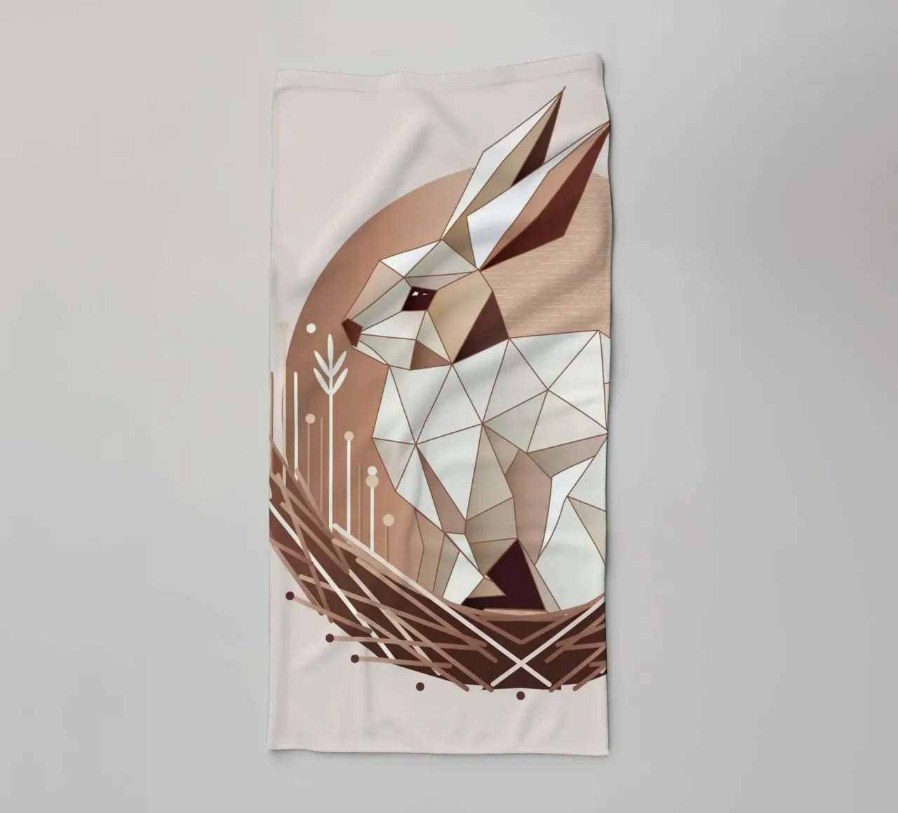Geometric bunny in a nest - Stylish Easter design towel by namosh