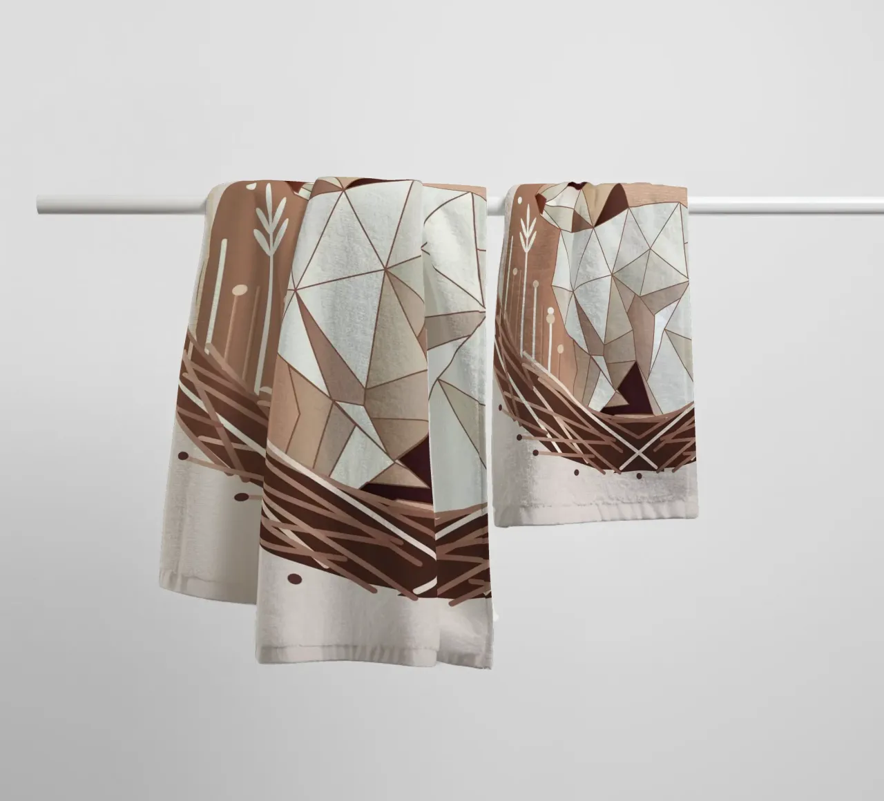 Geometric bunny in a nest - Stylish Easter design towel by namosh