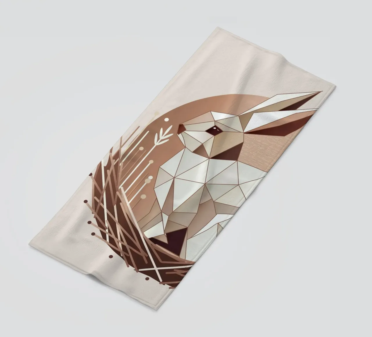 Coniglietto geometrico in un nido - Design pasquale alla moda telo mare da namosh
