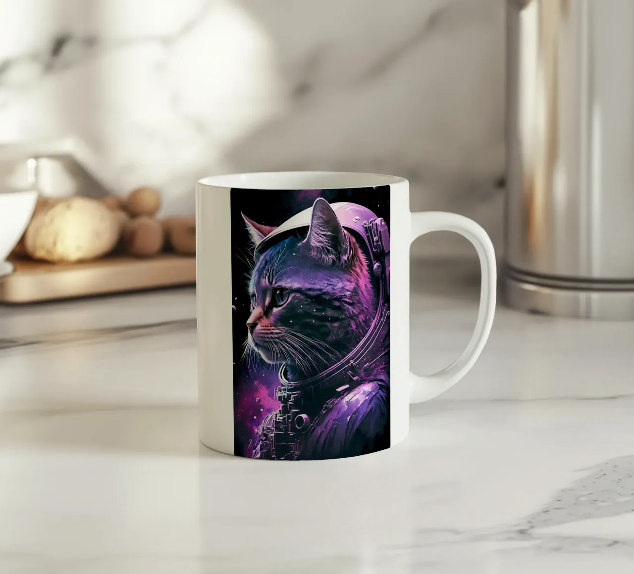 Gatto astronauta spaziale tazza in ceramica da Mikesell