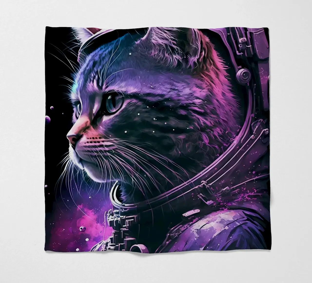 Astronaut Space Cat fleece blanket by Mikesell