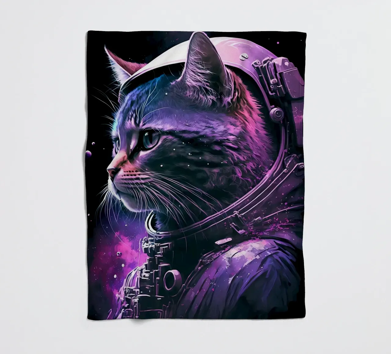 Astronaut Space Cat fleece blanket by Mikesell
