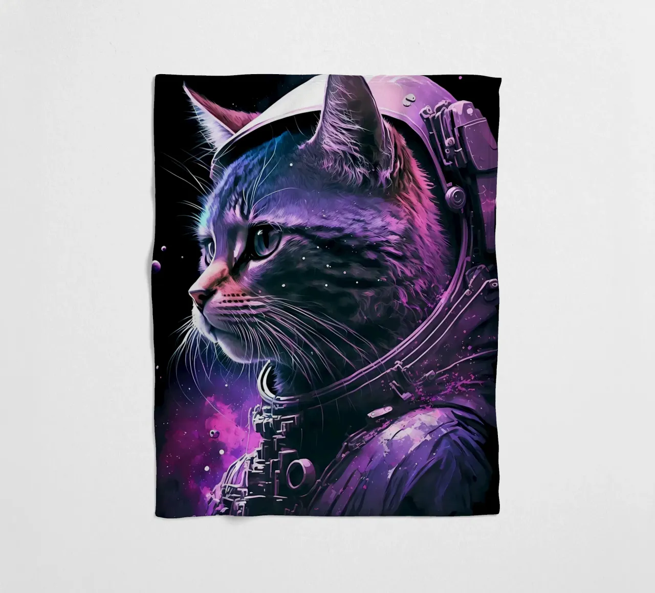 Astronaut Space Cat fleece blanket by Mikesell