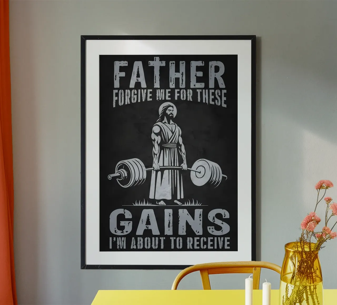 Allenamento di bodybuilding con Gesù carta hahnemühle da Delaplane