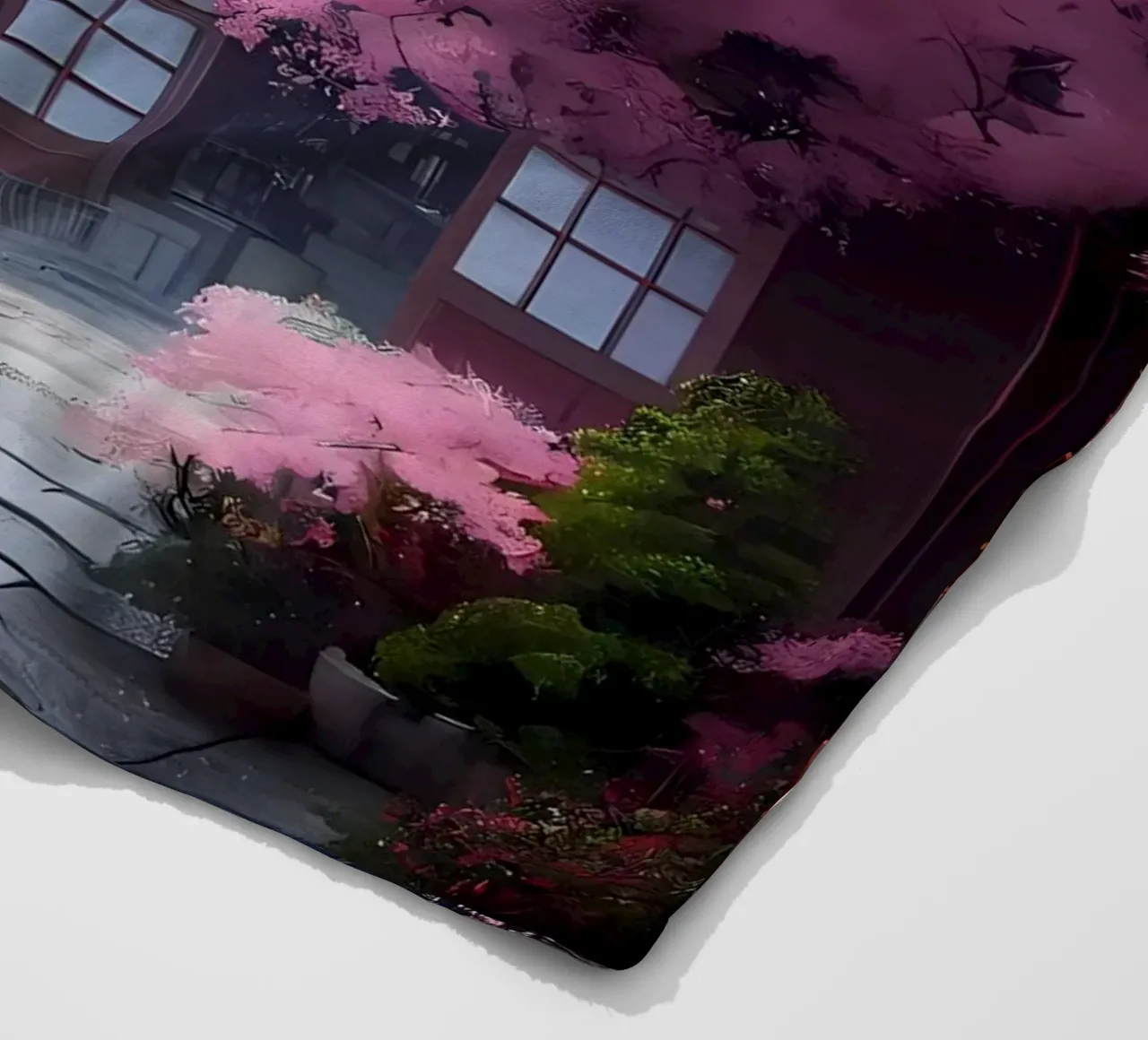 Cherry Blossom Japan Art fleece blanket by Mikesell