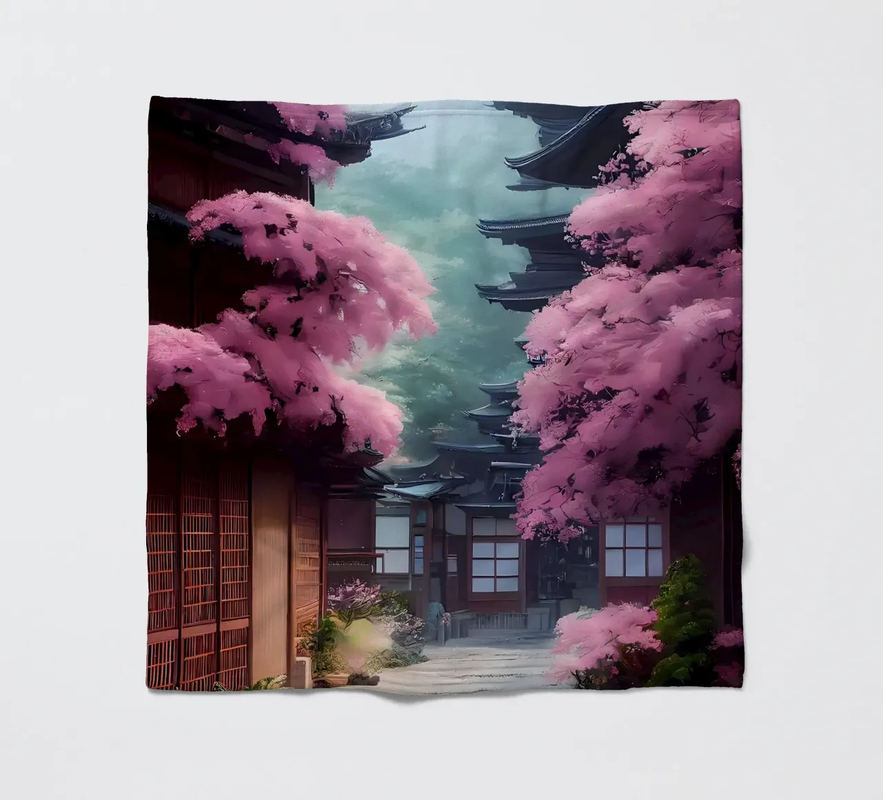 Cherry Blossom Japan Art fleece blanket by Mikesell