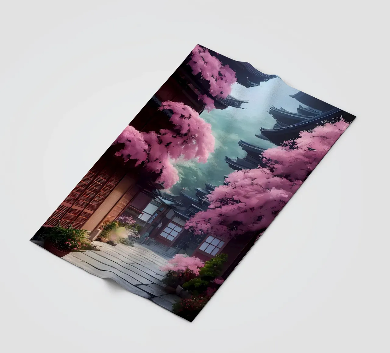 Cherry Blossom Japan Art fleece blanket by Mikesell