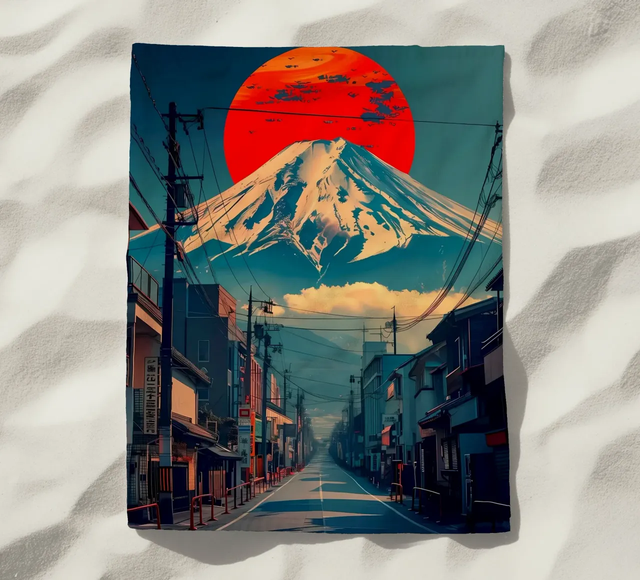 Città retrò del Monte Fuji telo mare da Ginnery
