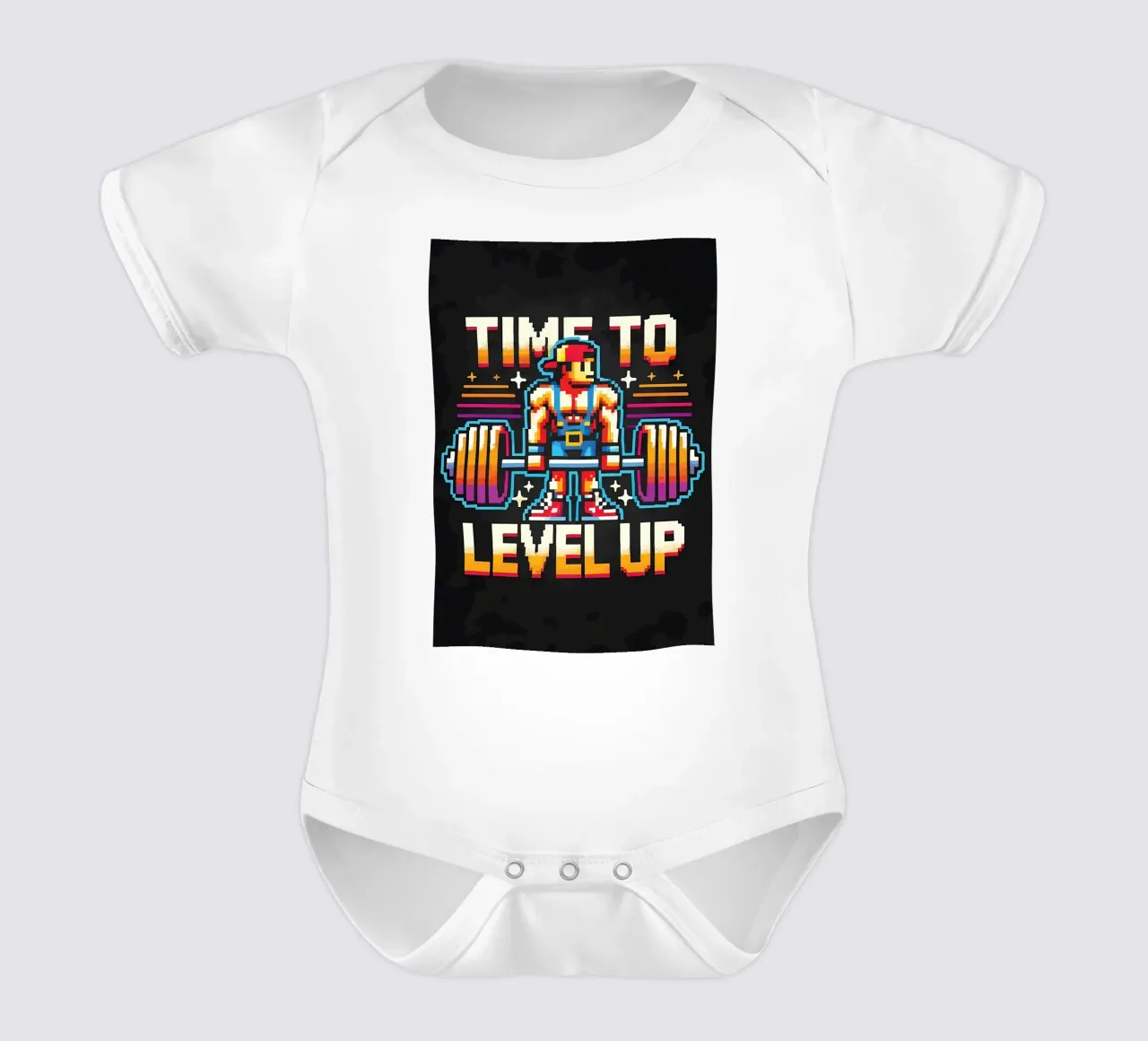 Time To Level Up, Gym Gamer, Workout Gaming short-sleeve baby romper by Delaplane