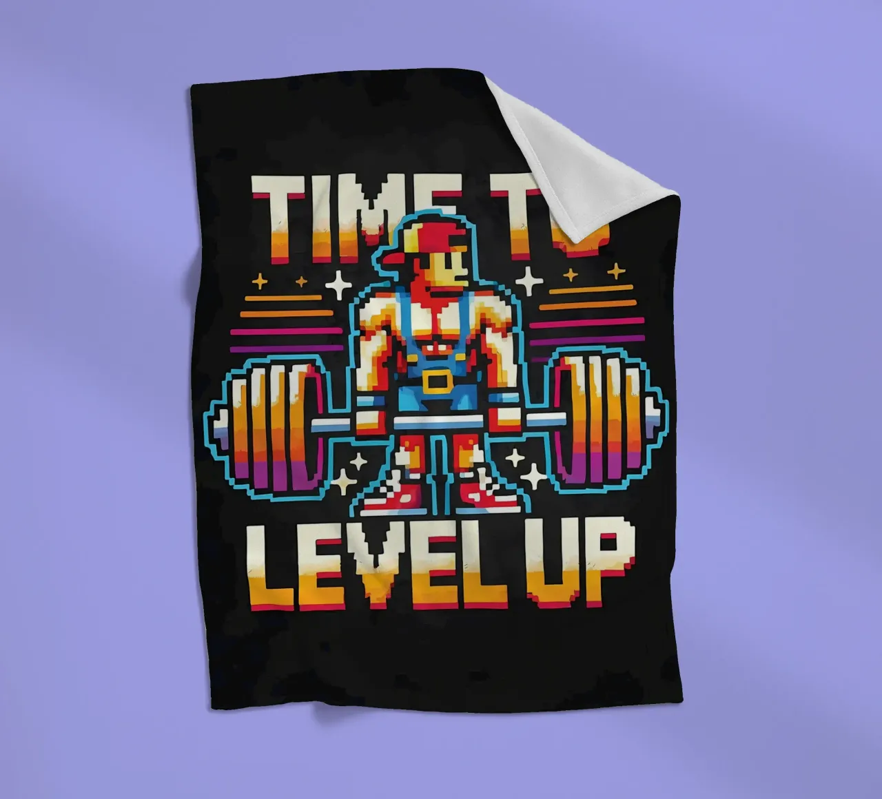 Time To Level Up, Gym Gamer, Workout Gaming fleece blanket by Delaplane